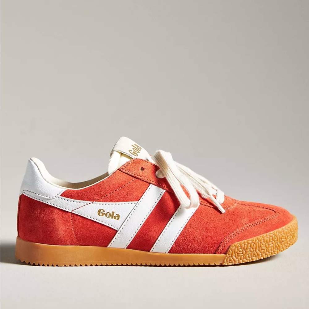 Gola Elan Red Suede Sneakers with White Stripes